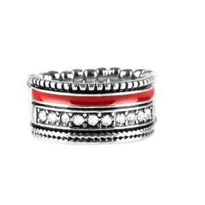Rich Rouge Paparazzi Silver and Red Statement Ring Fashion Jewelry